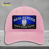 Real Heroes Blue Novelty License Plate Hat Unconstructed Cotton / Pink