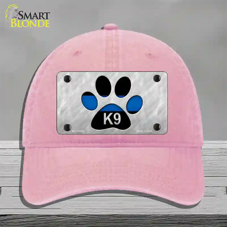 Thin Blue Line Paw K-9 Novelty License Plate Hat Unconstructed Cotton / Pink