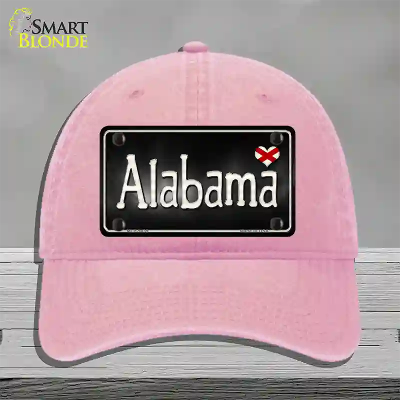 Alabama Flag Script Novelty License Plate Hat Unconstructed Cotton / Pink