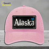 Alaska Flag Script Novelty License Plate Hat Unconstructed Cotton / Pink