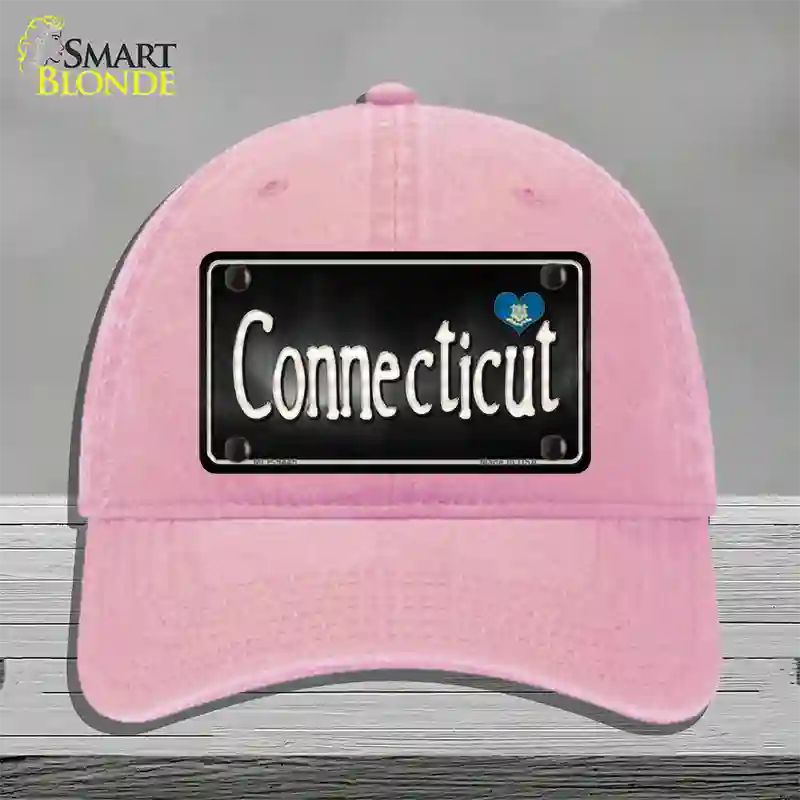 Connecticut Flag Script Novelty License Plate Hat Unconstructed Cotton / Pink