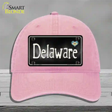 Delaware Flag Script Novelty License Plate Hat Unconstructed Cotton / Pink