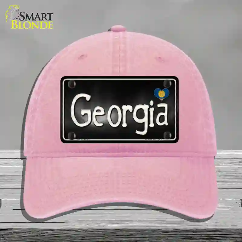 Georgia Flag Script Novelty License Plate Hat Unconstructed Cotton / Pink