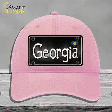 Georgia Flag Script Novelty License Plate Hat Unconstructed Cotton / Pink