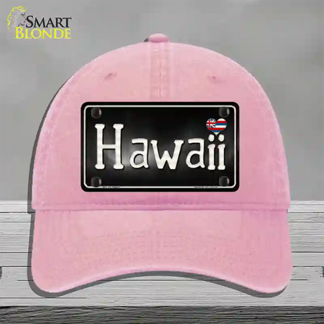 Hawaii Flag Script Novelty License Plate Hat Unconstructed Cotton / Pink