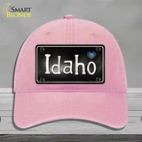 Idaho Flag Script Novelty License Plate Hat Unconstructed Cotton / Pink