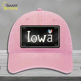 Iowa Flag Script Novelty License Plate Hat Unconstructed Cotton / Pink