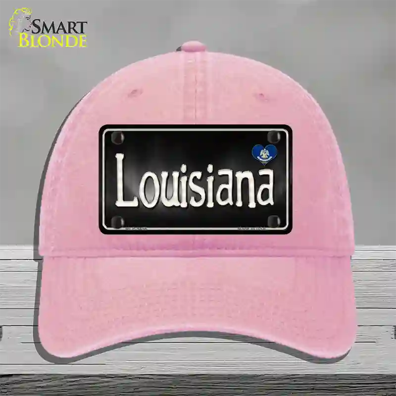 Louisiana Flag Script Novelty License Plate Hat Unconstructed Cotton / Pink