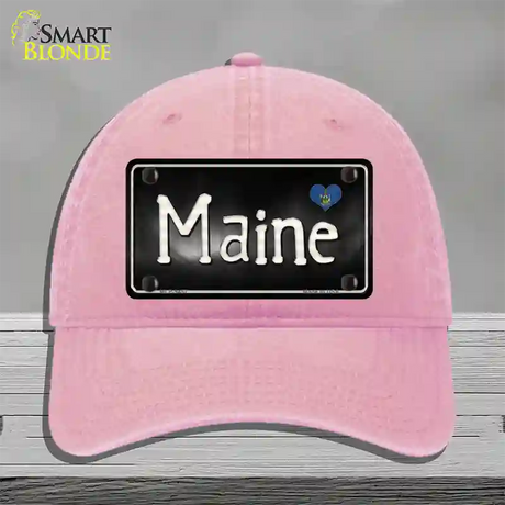 Maine Flag Script Novelty License Plate Hat Unconstructed Cotton / Pink