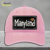 Maryland Flag Script Novelty License Plate Hat Unconstructed Cotton / Pink