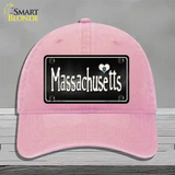 Massachusetts Flag Script Novelty License Plate Hat Unconstructed Cotton / Pink