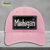 Michigan Flag Script Novelty License Plate Hat Unconstructed Cotton / Pink