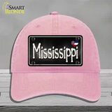 Mississippi Flag Script Novelty License Plate Hat Unconstructed Cotton / Pink