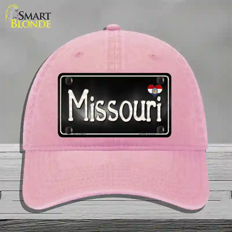 Missouri Flag Script Novelty License Plate Hat Unconstructed Cotton / Pink