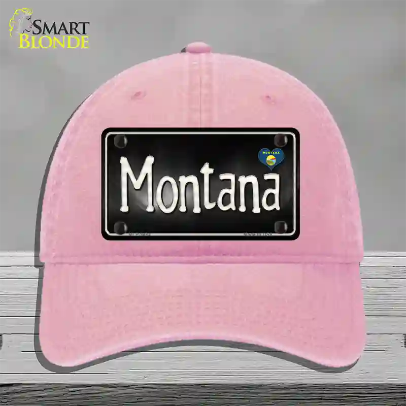 Montana Flag Script Novelty License Plate Hat Unconstructed Cotton / Pink