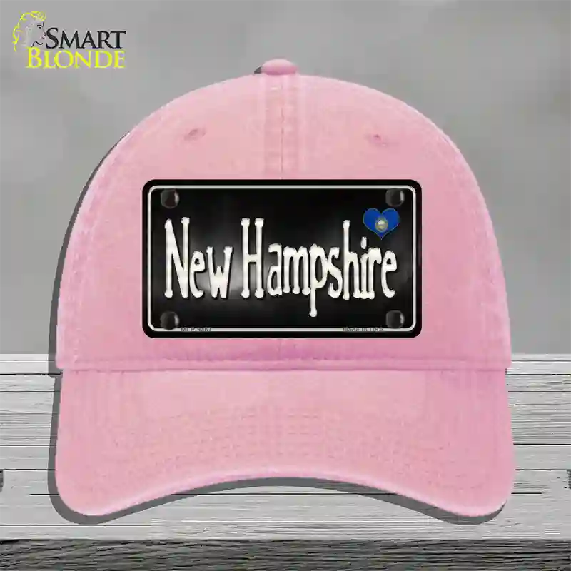 New Hampshire Flag Script Novelty License Plate Hat Unconstructed Cotton / Pink
