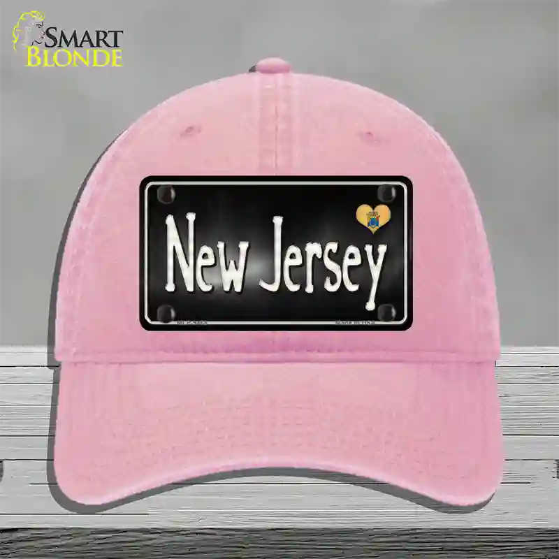 New Jersey Flag Script Novelty License Plate Hat Unconstructed Cotton / Pink