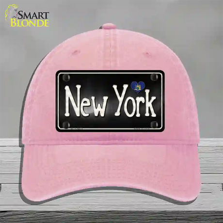 New York Flag Script Novelty License Plate Hat Unconstructed Cotton / Pink