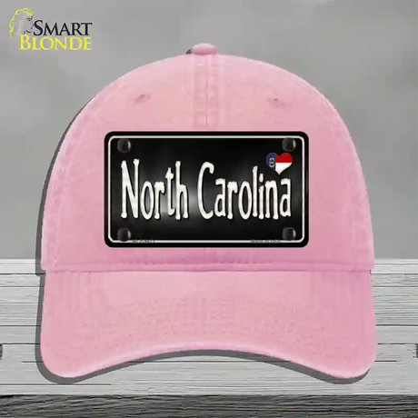 North Carolina Flag Script Novelty License Plate Hat Unconstructed Cotton / Pink