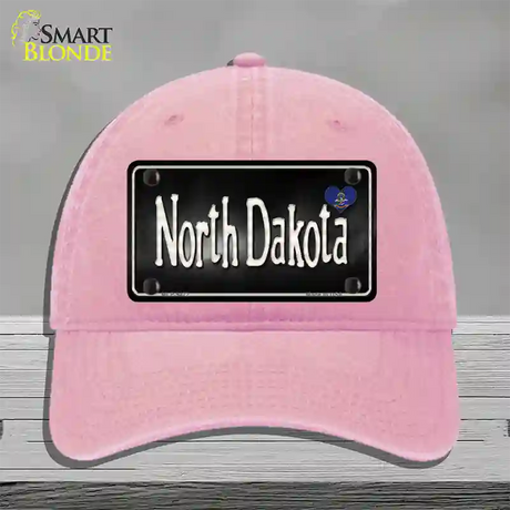 North Dakota Flag Script Novelty License Plate Hat Unconstructed Cotton / Pink