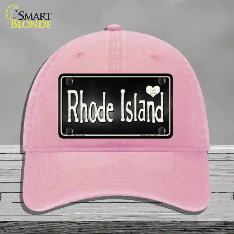 Rhode Island Flag Script Novelty License Plate Hat Unconstructed Cotton / Pink