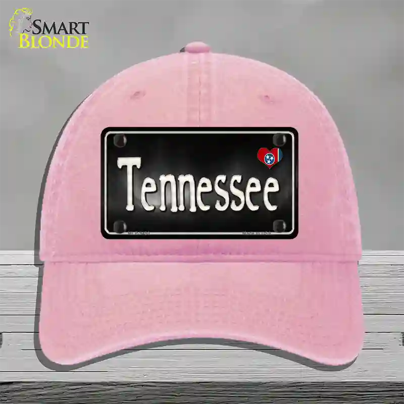 Tennessee Flag Script Novelty License Plate Hat Unconstructed Cotton / Pink