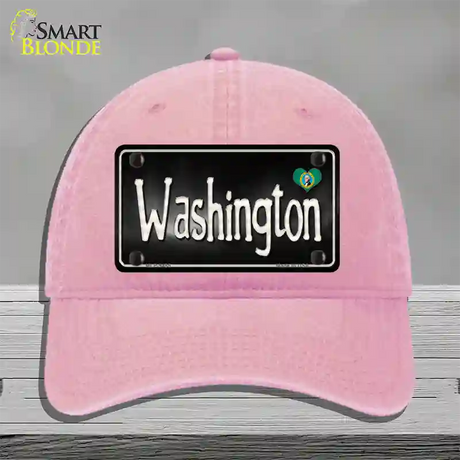 Washington Flag Script Novelty License Plate Hat Unconstructed Cotton / Pink