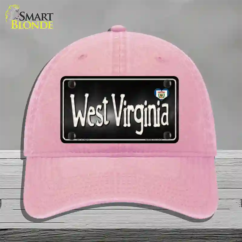 West Virginia Flag Script Novelty License Plate Hat Unconstructed Cotton / Pink