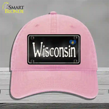 Wisconsin Flag Script Novelty License Plate Hat Unconstructed Cotton / Pink