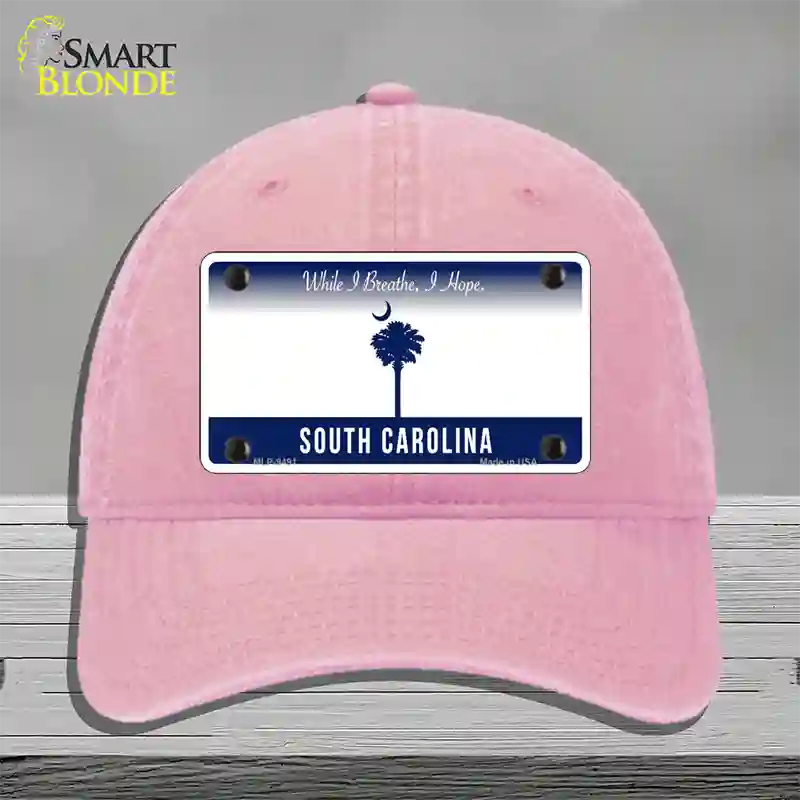 South Carolina I Breathe Blank Novelty License Plate Hat Unconstructed Cotton / Pink