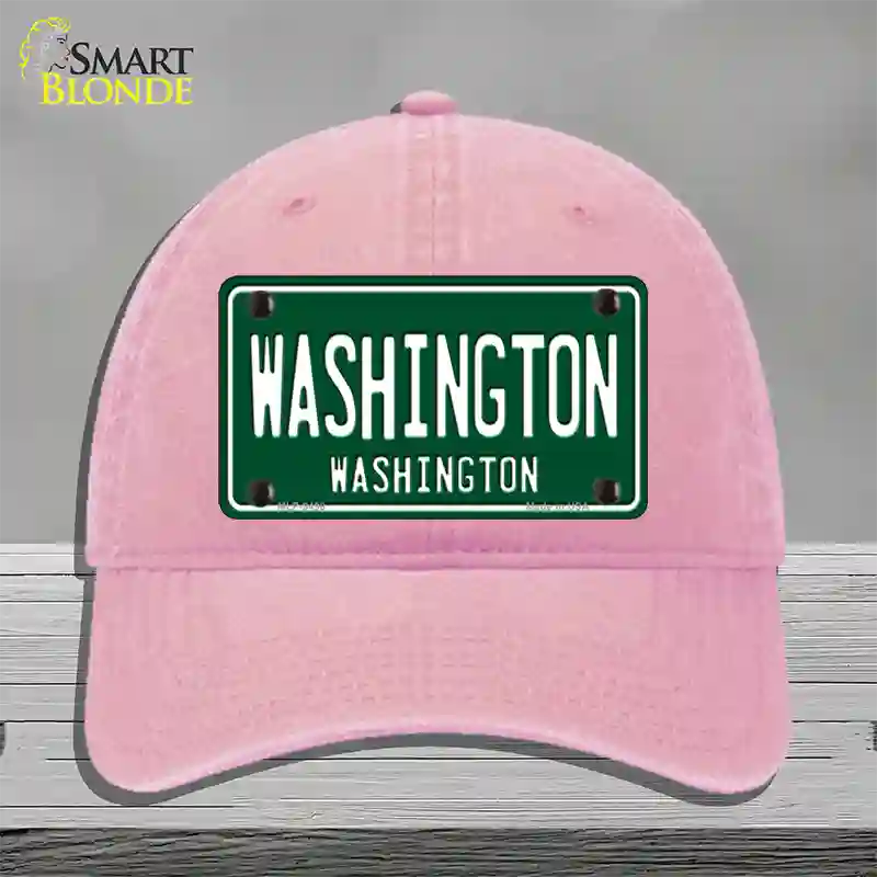 Washington Vintage Green Novelty License Plate Hat Unconstructed Cotton / Pink