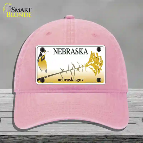 Nebraska Blank Novelty License Plate Hat Unconstructed Cotton / Pink