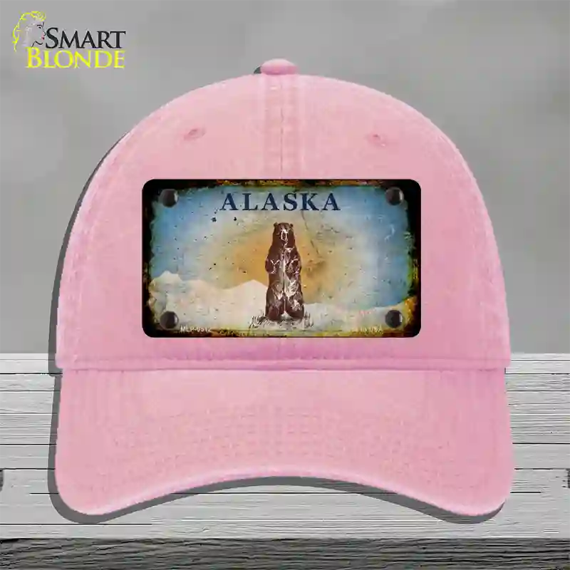 Alaska State Blank Novelty License Plate Hat Unconstructed Cotton / Pink / Alaska Bear (9511):https | Rusty | Yes