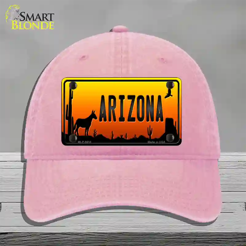 Donkey Arizona Scenic Novelty License Plate Hat Unconstructed Cotton / Pink