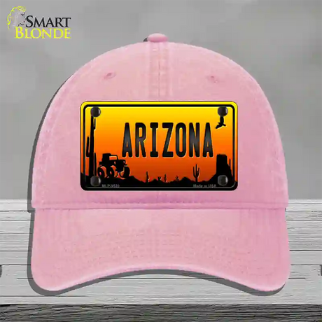 Jeep Arizona Scenic Novelty License Plate Hat Unconstructed Cotton / Pink