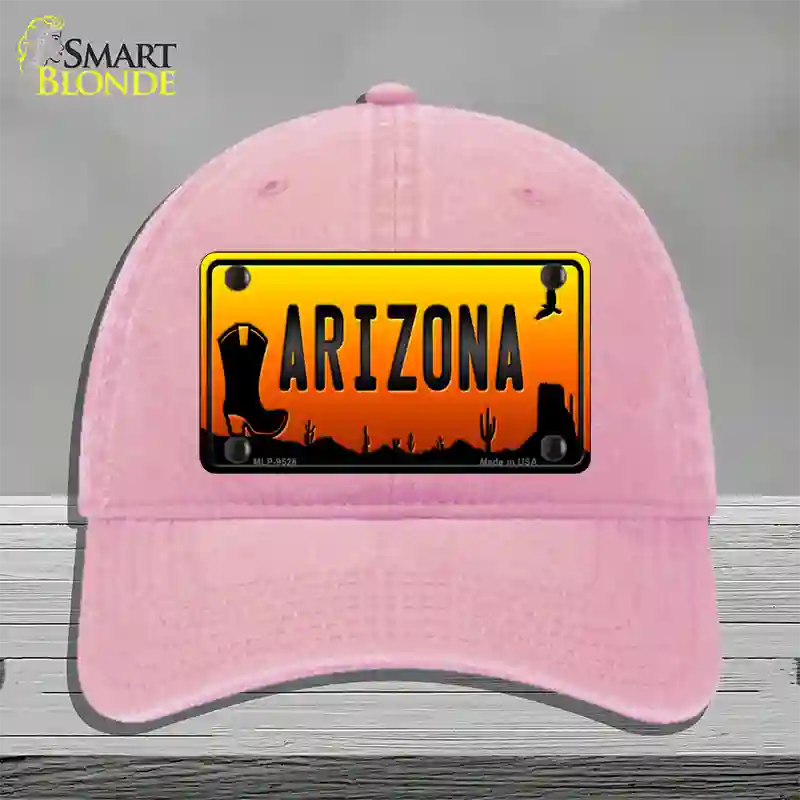 Boot Arizona Scenic Novelty License Plate Hat Unconstructed Cotton / Pink