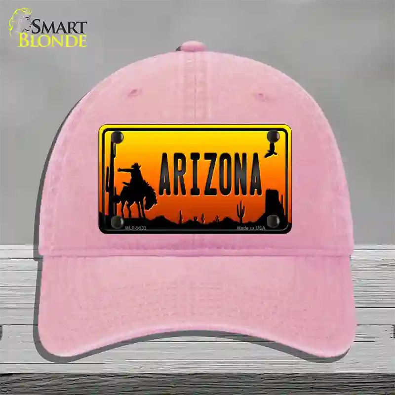 Rodeo Arizona Scenic Novelty License Plate Hat Unconstructed Cotton / Pink