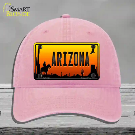 Cowboy Arizona Scenic Novelty License Plate Hat Unconstructed Cotton / Pink