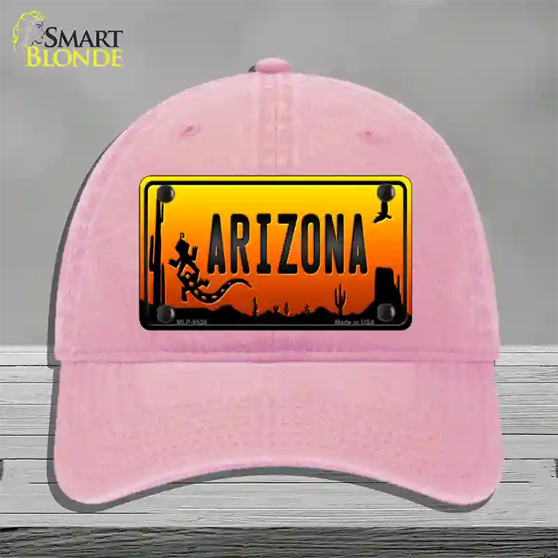 Lizard Arizona Scenic Novelty License Plate Hat Unconstructed Cotton / Pink