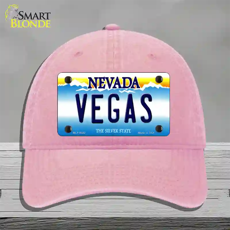 Vegas Nevada Novelty License Plate Hat Unconstructed Cotton / Pink