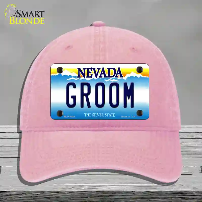 Groom Nevada Novelty License Plate Hat Unconstructed Cotton / Pink