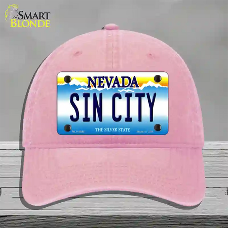 Sin City Nevada Novelty License Plate Hat Unconstructed Cotton / Pink