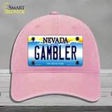 Gambler Nevada Novelty License Plate Hat Unconstructed Cotton / Pink