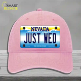 Just Wed Nevada Novelty License Plate Hat Unconstructed Cotton / Pink