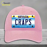 Craps Nevada Novelty License Plate Hat Unconstructed Cotton / Pink