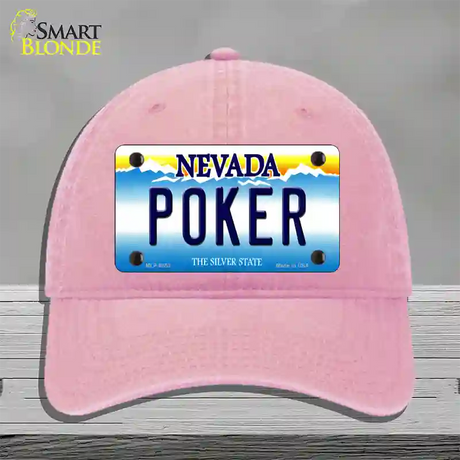 Poker Nevada Novelty License Plate Hat Unconstructed Cotton / Pink