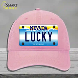 Lucky Nevada Novelty License Plate Hat Unconstructed Cotton / Pink