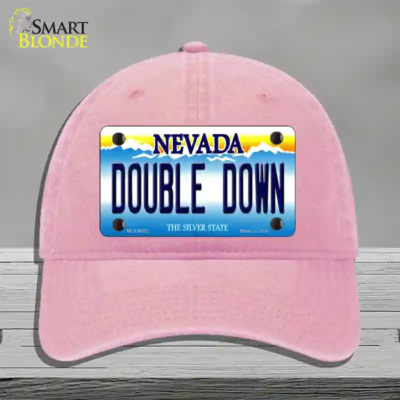 Double Down Nevada Novelty License Plate Hat Unconstructed Cotton / Pink