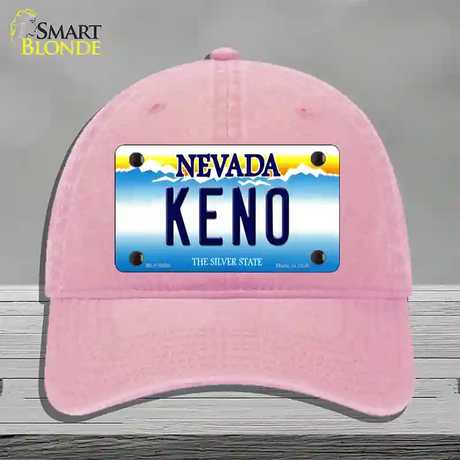 Keno Nevada Novelty License Plate Hat Unconstructed Cotton / Pink