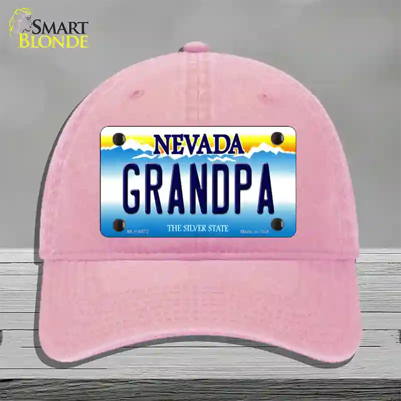 Grandpa Nevada Novelty License Plate Hat Unconstructed Cotton / Pink